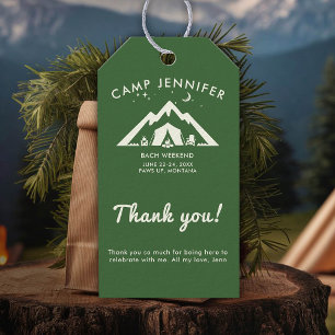 Etiquetas Para Regalos Campamento Bachelorette Party Forest Green Camping