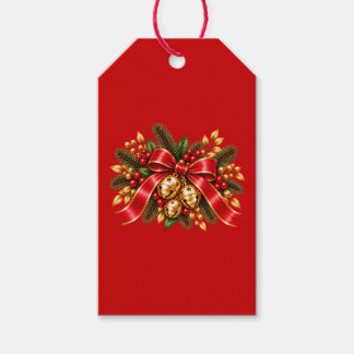 Etiquetas Para Regalos Campana de Navidad Lazo Rojo Festivo