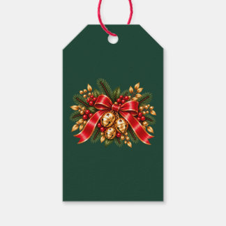 Etiquetas Para Regalos Campana de Navidad Lazo Rojo Festivo