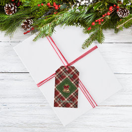 Etiquetas Para Regalos Campana de Navidad Rustic Merry Green Gingham