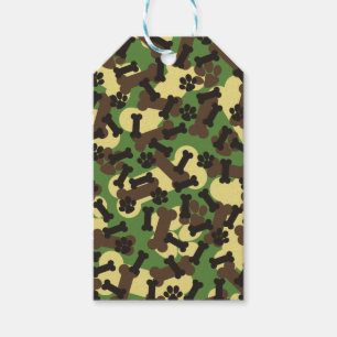 Etiquetas Para Regalos Camuflaje, patrón de camo verde, huesos de garras 