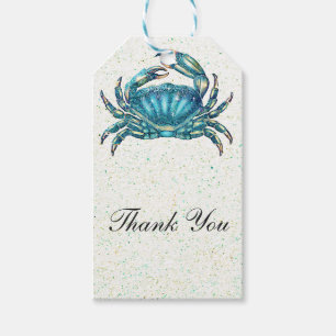 Etiquetas Para Regalos Cangrejo azul de playa moderna estrella de mar cab