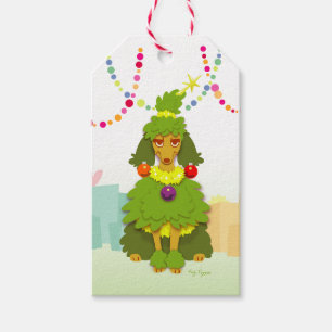 Etiquetas Para Regalos Caniche divertido del árbol de navidad