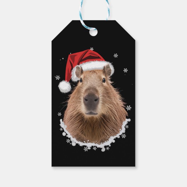 Etiquetas Para Regalos Capybara Divertida Navidad  (Reverso)