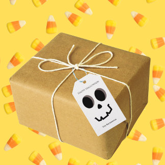 Etiquetas Para Regalos Cara de esqueleto linda personalizada de Halloween