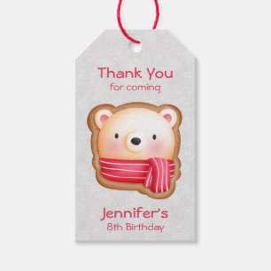 Etiquetas Para Regalos Cara de oso lindo con mejillas rosadas Fiesta Grac