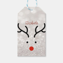 Etiquetas Para Regalos Cara de reno adorable, Bokeh