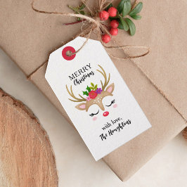 Etiquetas Para Regalos Cara de reno personalizada de Navidades pequeños