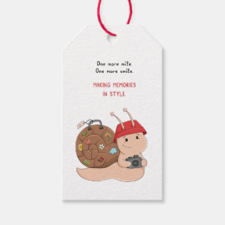 Etiquetas Para Regalos Caracol de Aventura con Cámara Dibujo Animado de V