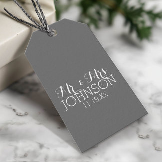 Etiquetas Para Regalos Carbón de color sólido - Mr. & Mrs Wedding Favors