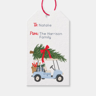 Etiquetas Para Regalos Carrito de Golf Navidad en Hamptons