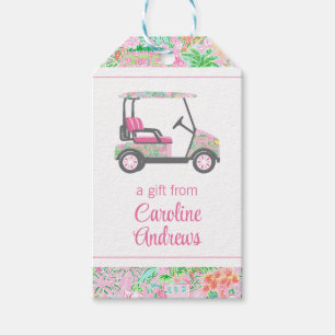 Etiquetas Para Regalos Carro de golf de Playa de Palma Rosa y Verde