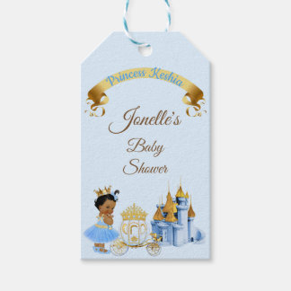 Etiquetas Para Regalos Carruaje de Castillo de Princesa Real Azul Dorado
