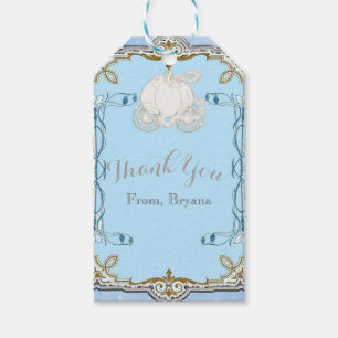 Etiquetas Para Regalos Carruaje de Cenicienta con Brillo Azul Favor de Fi