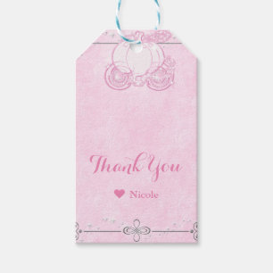 Etiquetas Para Regalos Carruaje de Cenicienta con purpurina rosa Favor de