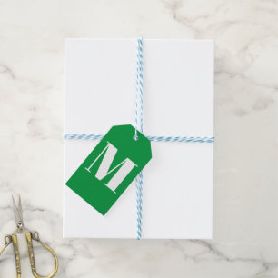 Etiquetas Para Regalos Carta inicial de personalizado blanco verde monogr