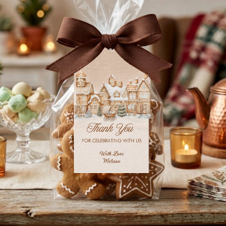 Etiquetas Para Regalos Casa de Pan de Jengibre Pueblo de Invierno Gracias