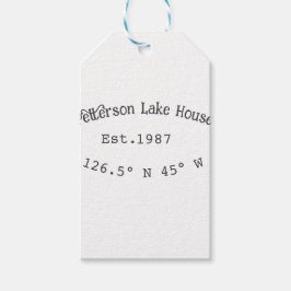 Etiquetas Para Regalos Casa del lago. Fecha año personalizado coordenadas