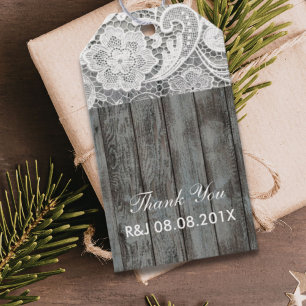 Etiquetas Para Regalos casamiento rústico de madera de grano encaje de ca