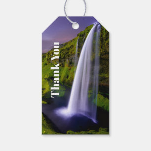Etiquetas Para Regalos Cascada Islandesa Foto de Naturaleza Verde Gracias