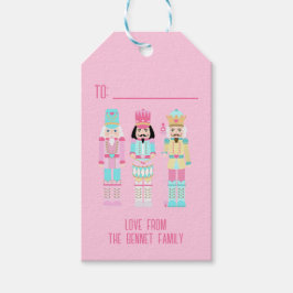 Etiquetas Para Regalos Cascanueces Navideño Rosa Personalizado con Nombre