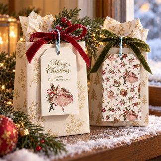 Etiquetas Para Regalos Cascanueces Personalizado Vintage Ballet Navidad