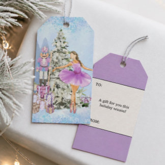 Etiquetas Para Regalos Cascanueces y Bailarina Navidad Lavanda