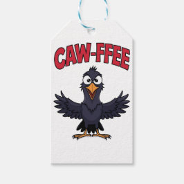 Etiquetas Para Regalos CAW-FFEE Funny Crow Coffee Lover