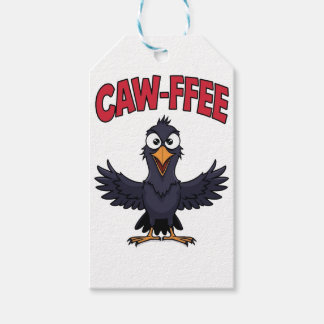 Etiquetas Para Regalos CAW-FFEE Funny Crow Coffee Lover