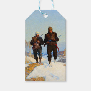 Etiquetas Para Regalos Cazadores de venados por Newell Convers Wyeth