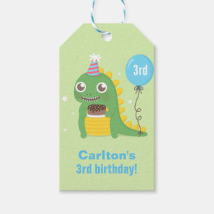 Etiquetas Para Regalos Celebraciones de cumpleaños de dinosaurio verde li