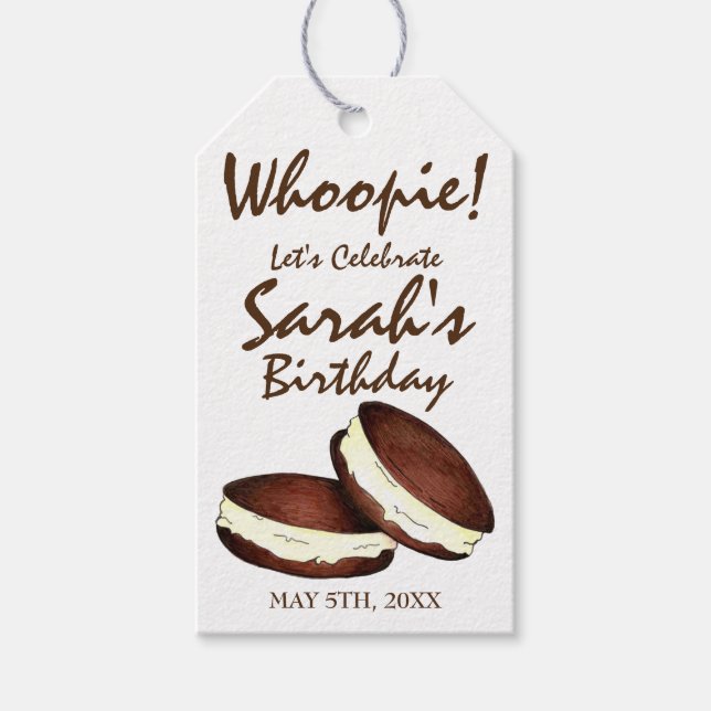 Etiquetas Para Regalos ¡Celebremos! Partido de Cumpleaños de Whoopie Pies (Anverso)