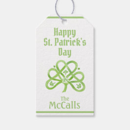 Etiquetas Para Regalos Celtic Green Watercolor Shamrock NAME St Patricks 