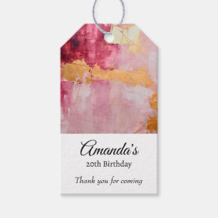 Etiquetas Para Regalos Cepillo artístico estalla oro y rosa gracias