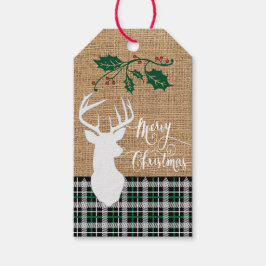 Etiquetas Para Regalos Cereza de ciervo navideño - Placa verde