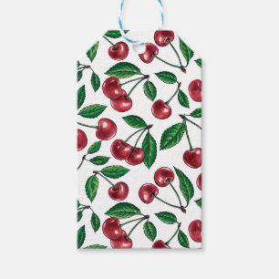 Etiquetas Para Regalos Cerezas rojas en blanco