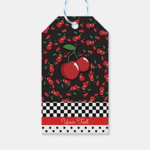 Etiquetas Para Regalos Cerezas Rojas Retro Negro Blanco Rojo Favor de Fie