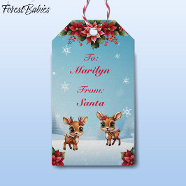 Etiquetas Para Regalos Cerveza, Amanecer, Perro, Renos Florales 🦌 Nieve