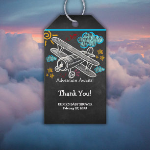 Etiquetas Para Regalos Chalkboard Adventure Await Airplane Baby Shower