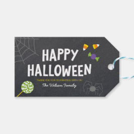 Etiquetas Para Regalos Chalkboard Spider & Candy Happy Halloween