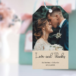 Etiquetas Para Regalos Champagne Elegant Wedding Love and Thanks Photo