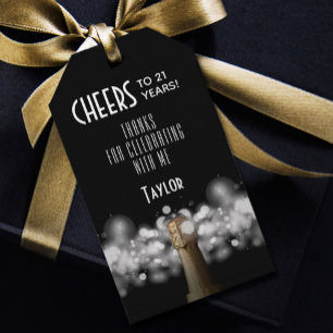 Etiquetas Para Regalos Champagne en la fiesta negra