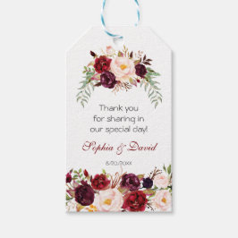 Etiquetas Para Regalos Charm Burgundy Marsala Boda Floral