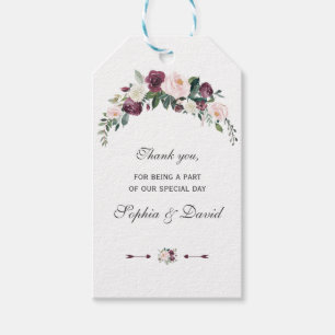 Etiquetas Para Regalos Charm Dusty Blue Pink Floral Bouquet Boda