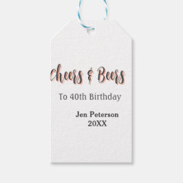 Etiquetas Para Regalos Cheers & beers to 40th birthday gray name year sin