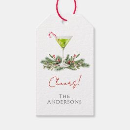 Etiquetas Para Regalos Cheers Martini de Caña de Caramelo y Muérdago Navi