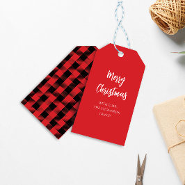 Etiquetas Para Regalos Cheque de búfalo de caligrafía navideña de Feliz