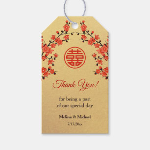 Etiquetas Para Regalos Cherry Blossom Red Gold Boda chino