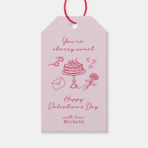 Etiquetas Para Regalos Cherry Día de San Valentín Pink Bow