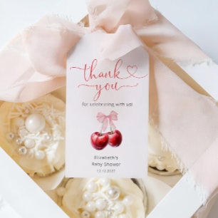Etiquetas Para Regalos Cherry On Top Bow Coquette Baby Shower Gracias
